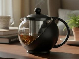 Tetera vidrio redonda con infusor